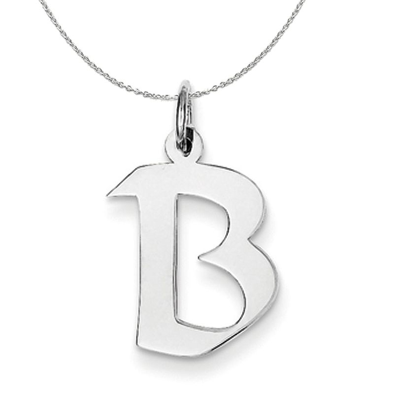 Silver Karlie Collection Block Initial Charm Letter B Necklace - 16 In